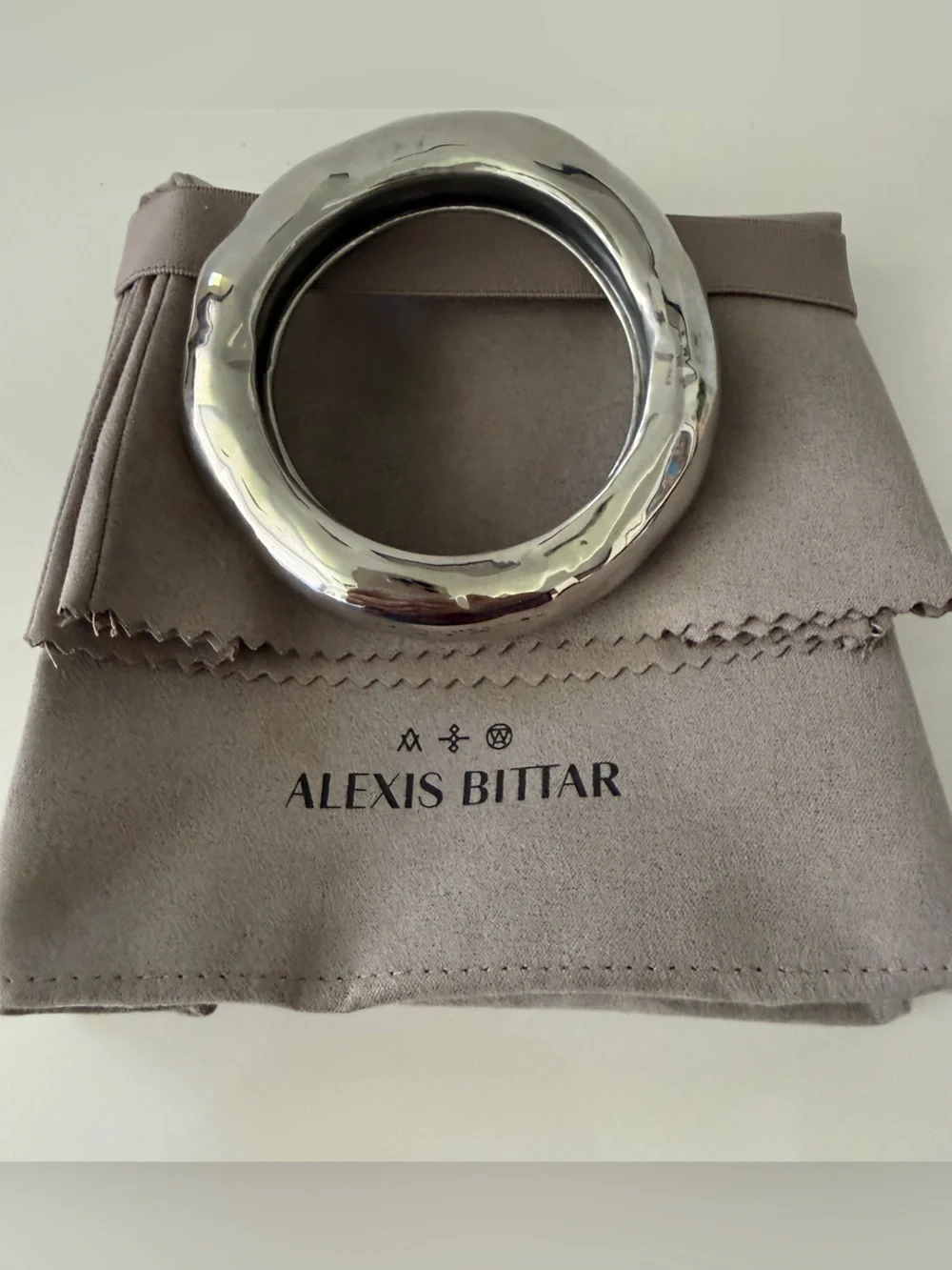 ALEXIS BITTAR Large Molten Bangle Bracelet - Silver
